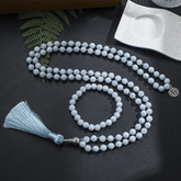 Collier Mala en Calcédoine Bleue | Lithothérapie Stéphanie