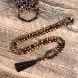 Collier Mala en Onyx et Oeil de Tigre + Bracelet Offert