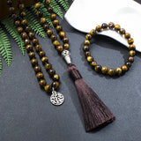 Collier Mala en Oeil de Tigre et Bracelet Offert