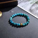Mala-Halskette aus blauem Apatit + Gratis-Armband