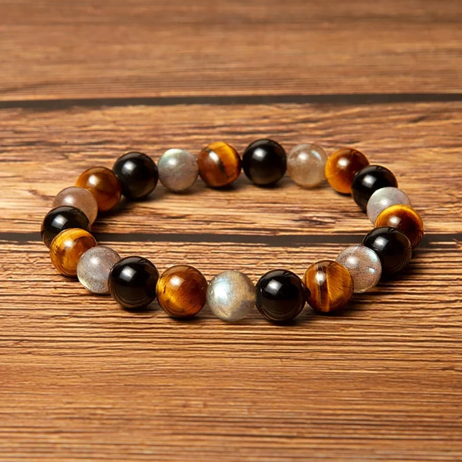 Bracelet en Tourmaline, Labradorite et Oeil de Tigre
