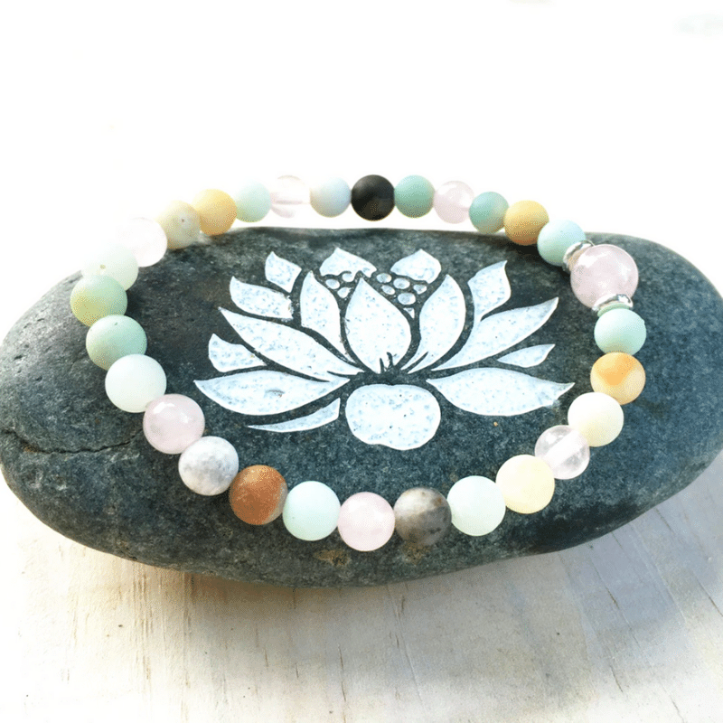 Bracelet en Amazonite et Quartz Rose | Lithothérapie Stéphanie