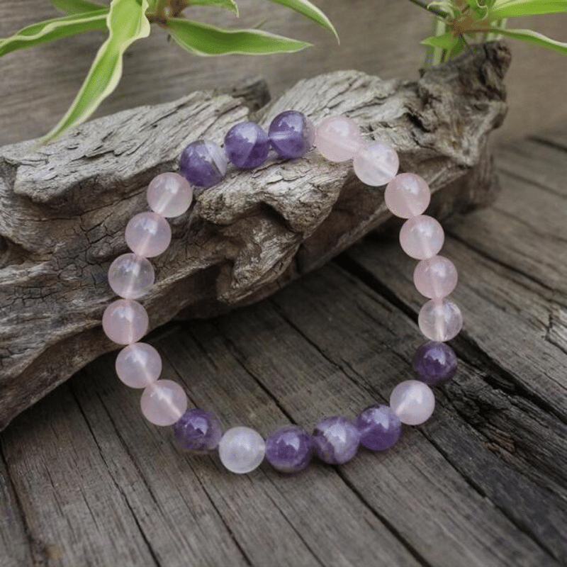 Bracelet en Améthyste et Quartz Rose | Lithothérapie Stéphanie