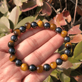 Bracelet Oeil de Tigre et Hématite | Lithothérapie Stéphanie