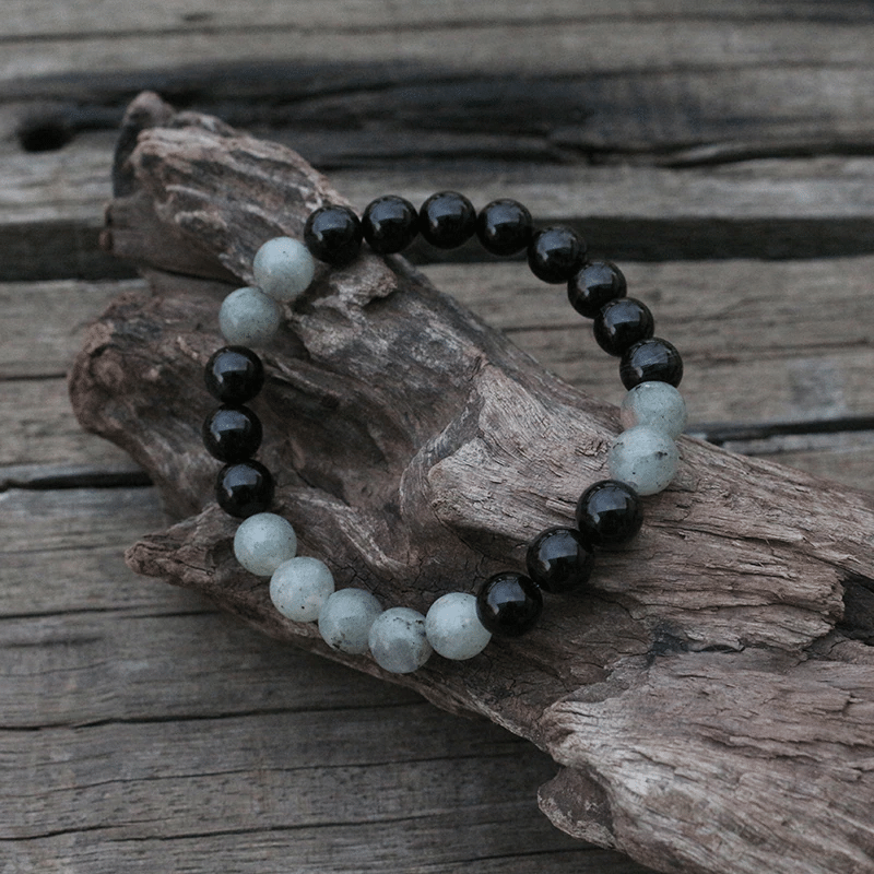 Bracelet en Labradorite et Onyx | Lithothérapie Stéphanie
