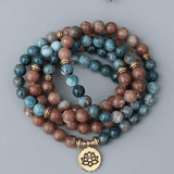 Mala en Apatite et Pierre de Soleil | Lithothérapie Stéphanie