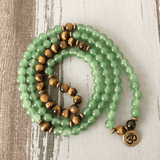 Bracelet Mala 108 Perles en Aventurine et Oeil de Tigre | Lithothérapie Stéphanie