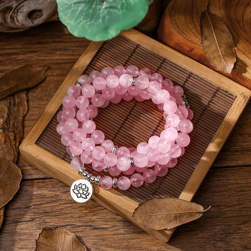 Bracelet Mala en Quartz Rose | Lithothérapie Stéphanie