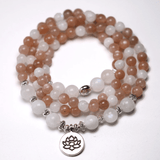 Bracelet Mala en Pierre de Lune et de Soleil | Lithothérapie Stéphanie
