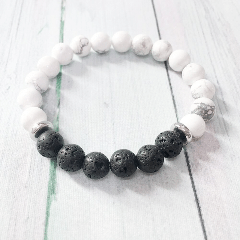 Bracelet en Howlite et Pierre de Lave | Lithothérapie Stéphanie