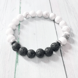 Bracelet en Howlite et Pierre de Lave | Lithothérapie Stéphanie