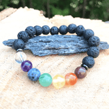 Bracelet 7 Chakras Pierre de Lave | Lithothérapie Stéphanie