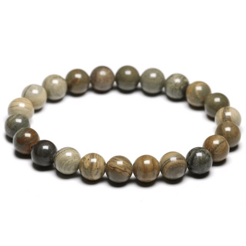 Bracelet en Jaspe Feuille d'Argent | Lithothérapie Stéphanie