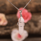 Collier Pointe en Pierre Quartz Rose | Lithothérapie Stéphanie