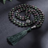 Collier Mala Tibétain en Zoïsite | Lithothérapie Stéphanie