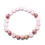 Mala-Halskette aus Rhodonit und Rosenquarz + Gratis-Armband