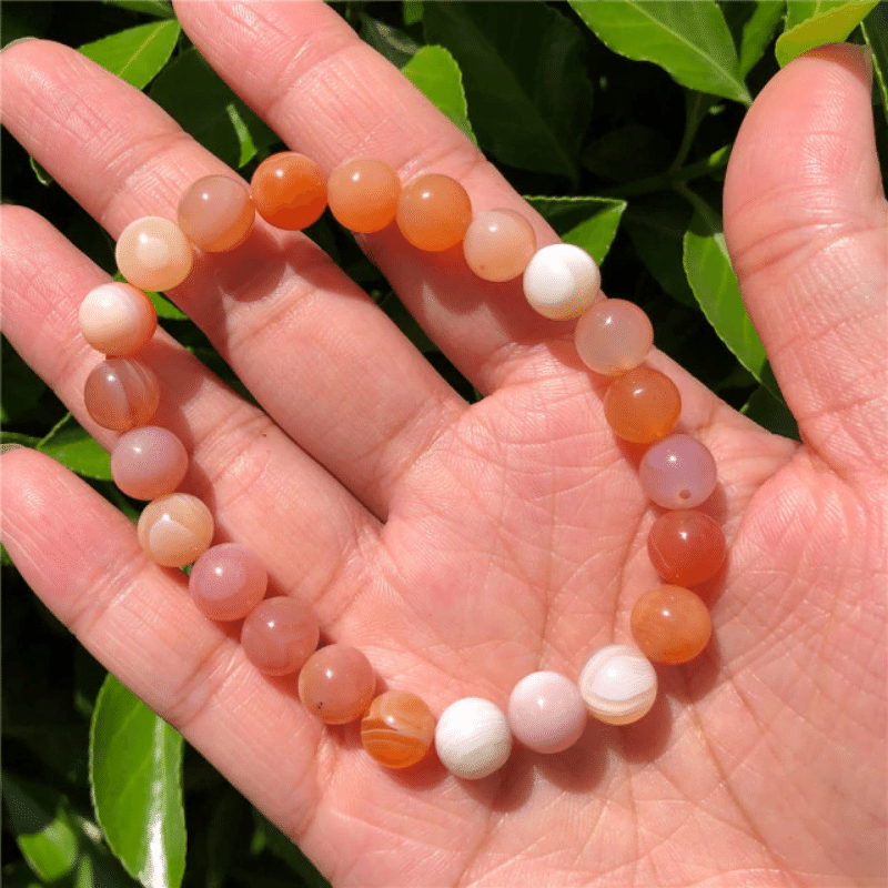 Bracelet Agate Abricot | Homme & Femme | Lithothérapie Stéphanie