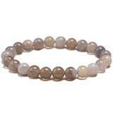 Bracelet en Agate Grise 8MM | Lithothérapie Stéphanie