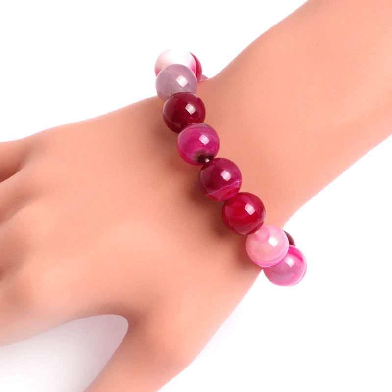 Bracelet en Agate Rose 10MM | Lithothérapie Stéphanie