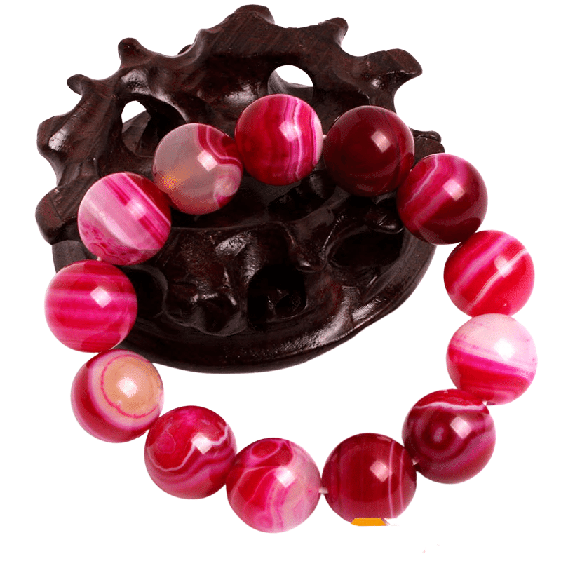 Bracelet en Agate Rose 16MM | Lithothérapie Stéphanie