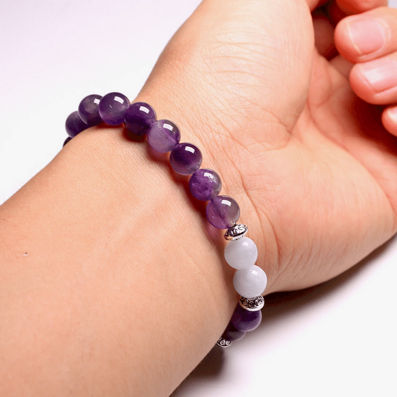 Bracelet en Pierres Aigue Marine et Améthyste | Lithothérapie Stéphanie