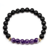Bracelet en Améthyste et Pierre de Lave | Lithothérapie Stéphanie