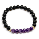 Bracelet Pierre de Lave et Améthyste | Lithothérapie Stéphanie