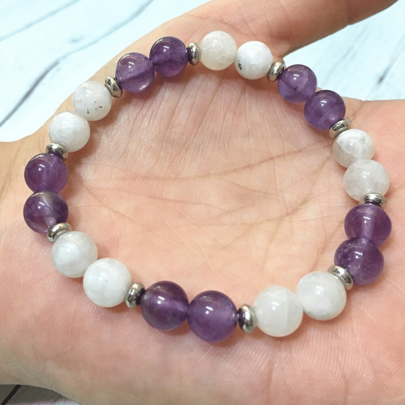 Bracelet en Pierre de Lune et Améthyste | Lithothérapie Stéphanie