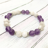 Bracelet Améthyste et Pierre de Lune | Lithothérapie Stéphanie