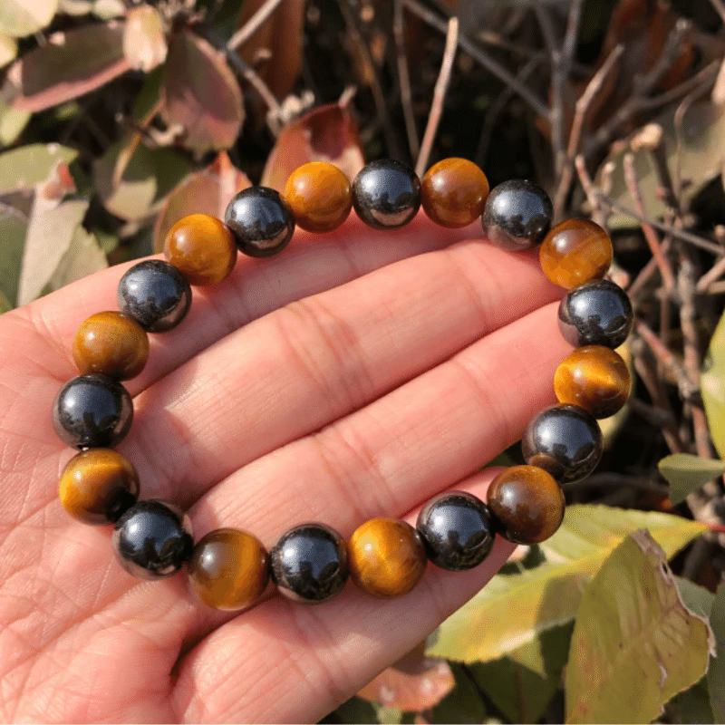Bracelet en Hématite et Oeil de Tigre | Lithothérapie Stéphanie