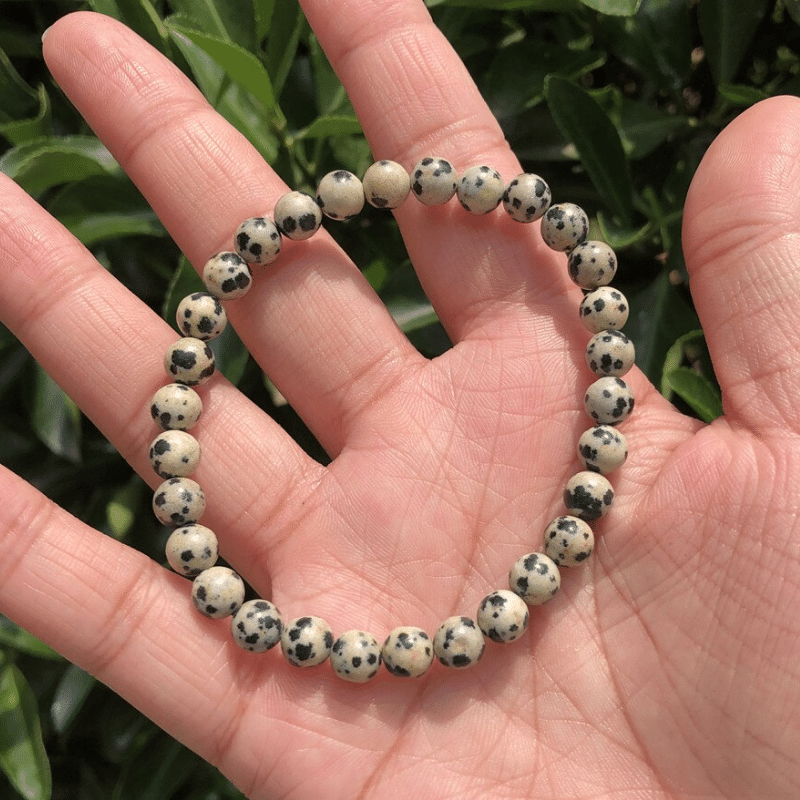 Bracelet Femme en Jaspe Dalmatien | Lithothérapie Stéphanie