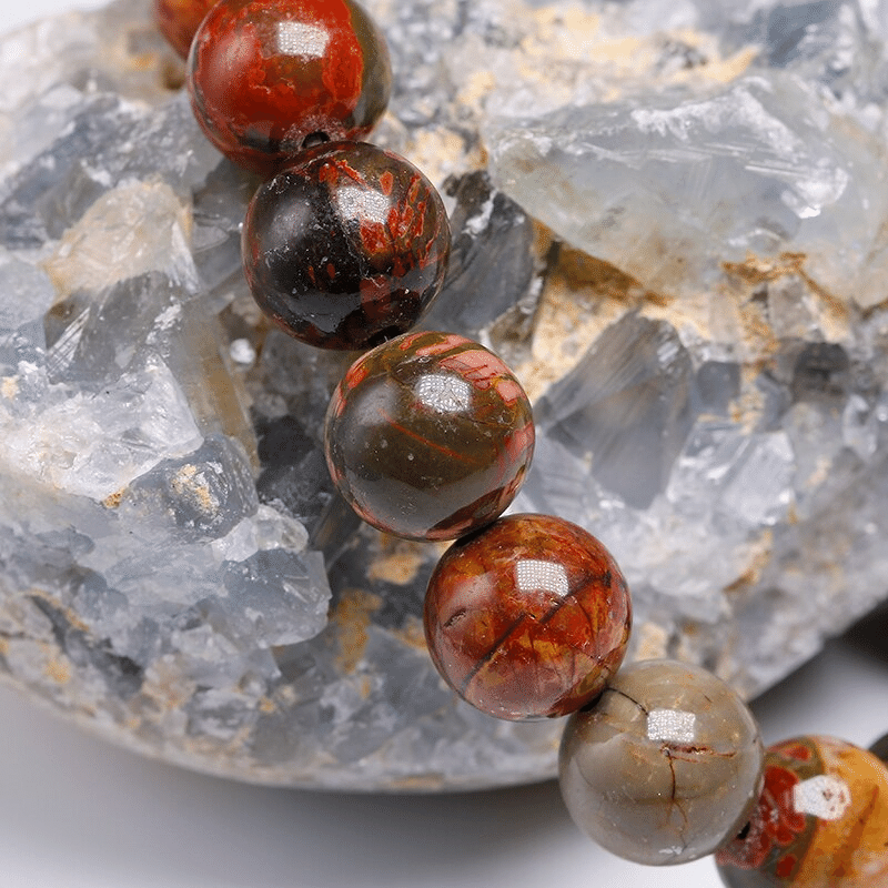 Bracelet Perles Jaspe Picasso | Lithothérapie Stéphanie