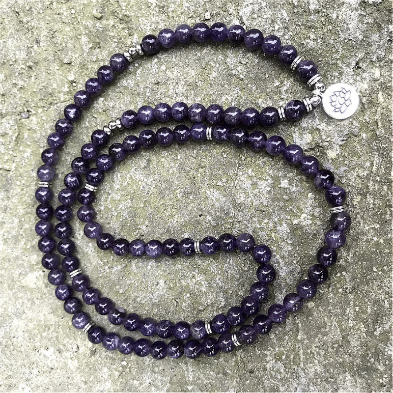 Bracelet Mala 108 Perles en Améthyste | Lithothérapie Stéphanie