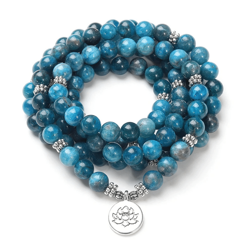 Bracelet Mala Bouddhiste en Apatite | Lithothérapie Stéphanie