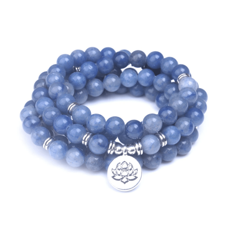 Bracelet Mala Tibétain en Aventurine Bleue | Lithothérapie Stéphanie