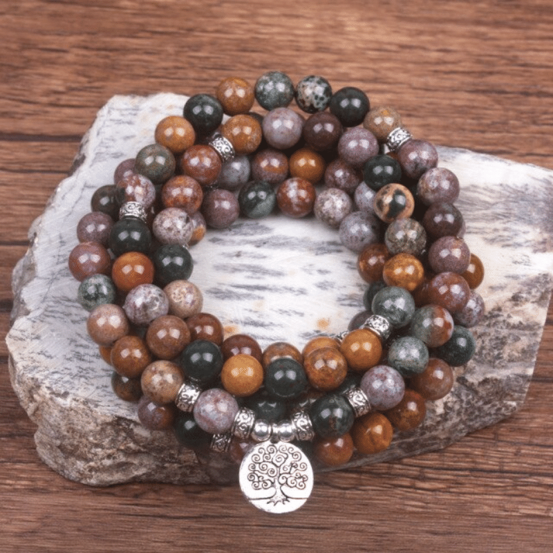 Bracelet Mala Arbre de Vie en Jaspe Océan | Lithothérapie Stéphanie