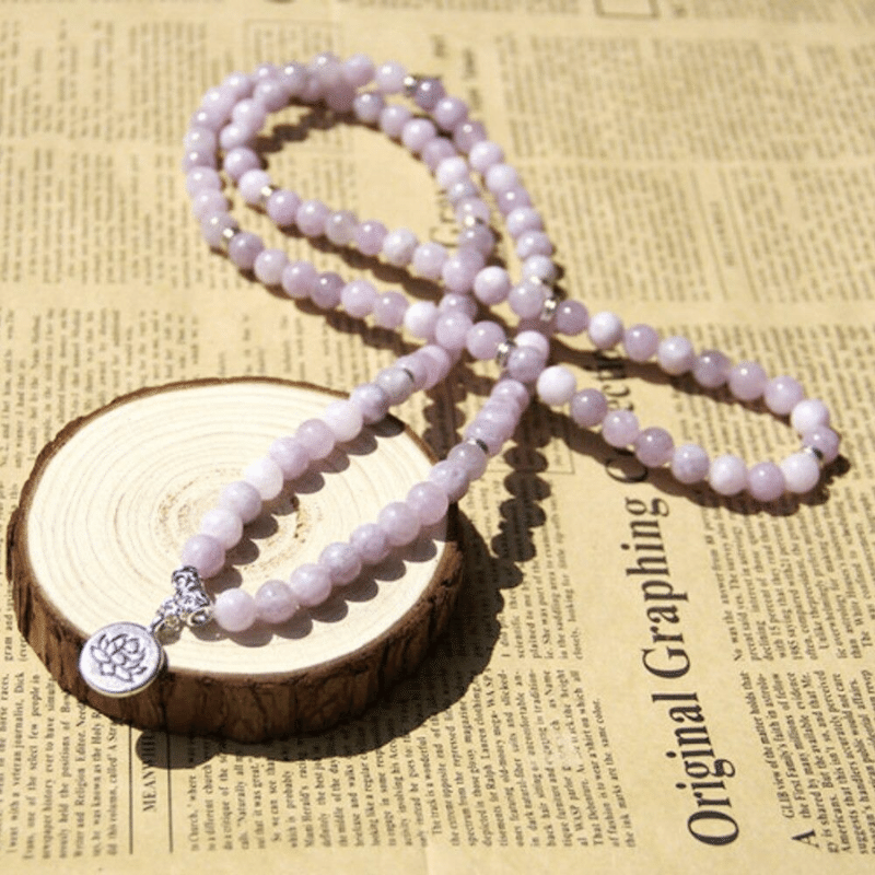Bracelet Mala 108 Perles en Kunzite | Lithothérapie Stéphanie