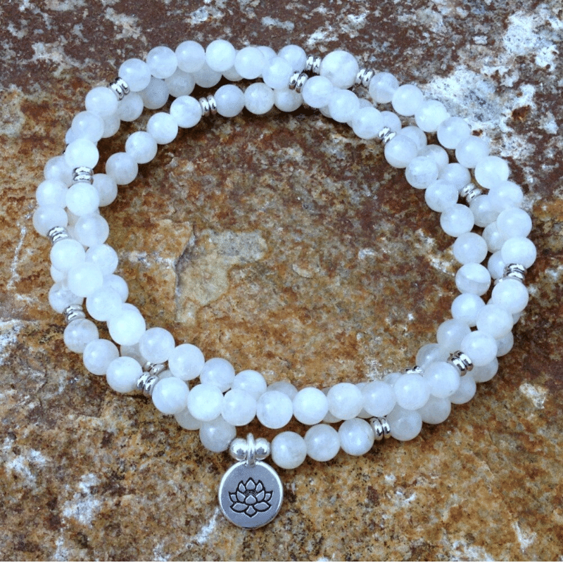 Bracelet Mala Tibétain en Pierre de Lune | Lithothérapie Stéphanie