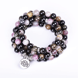 Bracelet Mala Bouddhiste en Tourmaline Multicolore | Lithothérapie Stéphanie