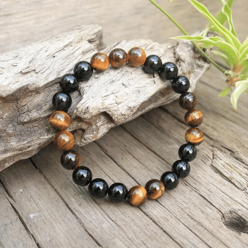 Bracelet en Oeil de Tigre et Onyx Noir | Lithothérapie Stéphanie