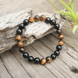 Bracelet en Oeil de Tigre et Onyx Noir | Lithothérapie Stéphanie