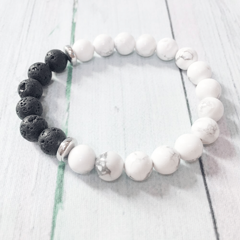 Bracelet en Pierre de Lave et Howlite | Lithothérapie Stéphanie