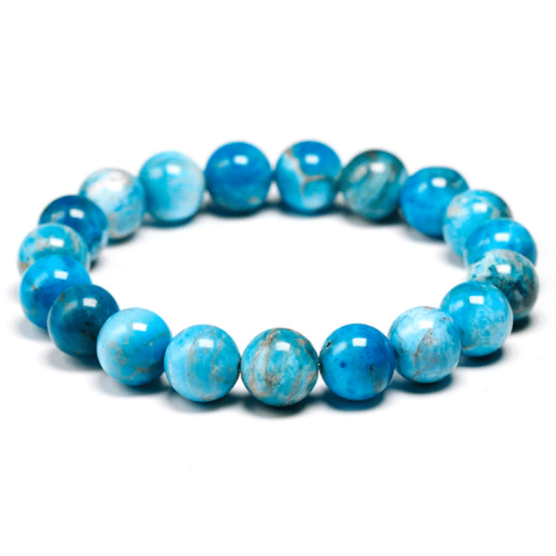 Bracelet en Apatite Bleue 10MM | Lithothérapie Stéphanie