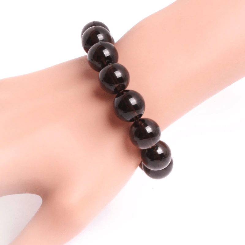 Bracelet en Quartz Fumé 14MM | Lithothérapie Stéphanie