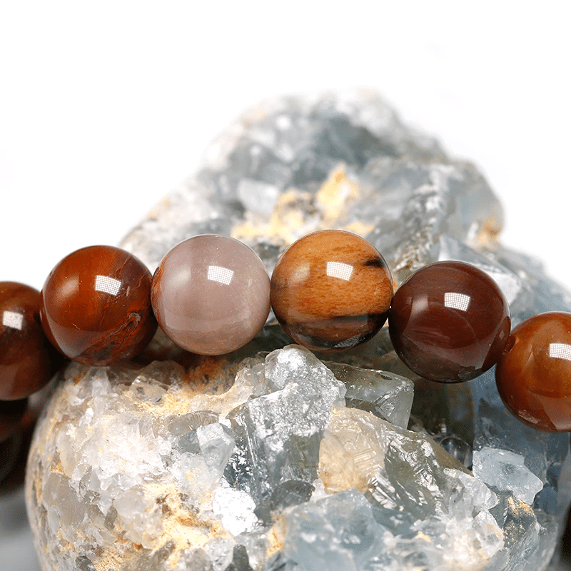 Bracelet Perles Bois Fossilisé | Lithothérapie Stéphanie