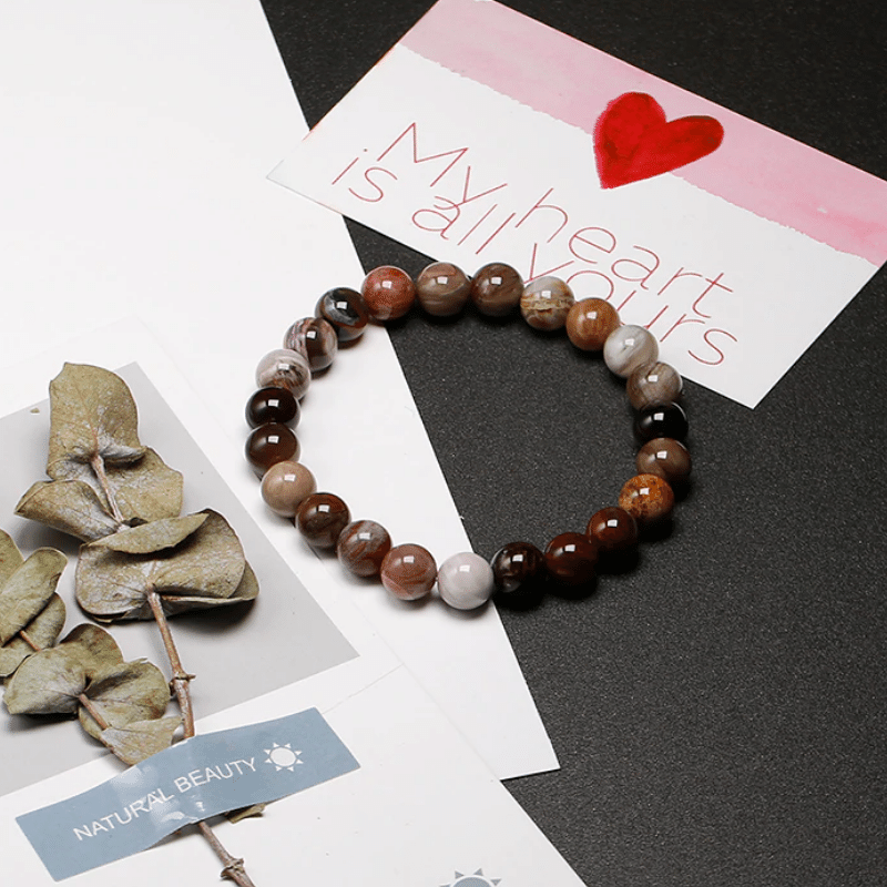 Bracelet en Bois Fossilisé Naturel | Lithothérapie Stéphanie