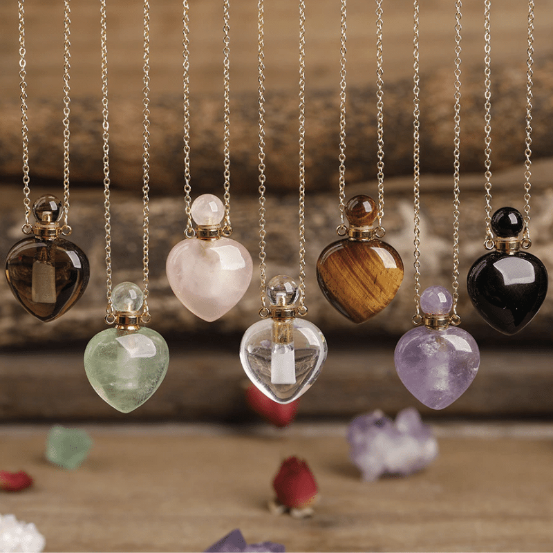 Collier Bouteille de Parfum en Pierre Naturelle | Lithothérapie Stéphanie