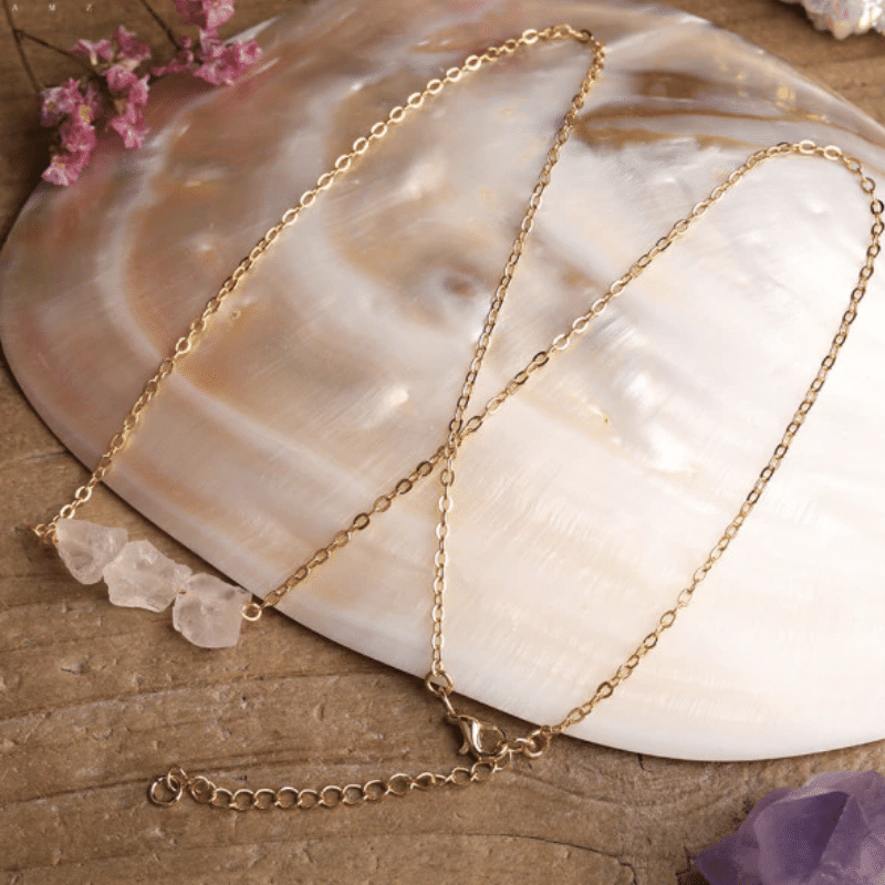 Collier Chips en Pierre Quartz Rose | Lithothérapie Stéphanie