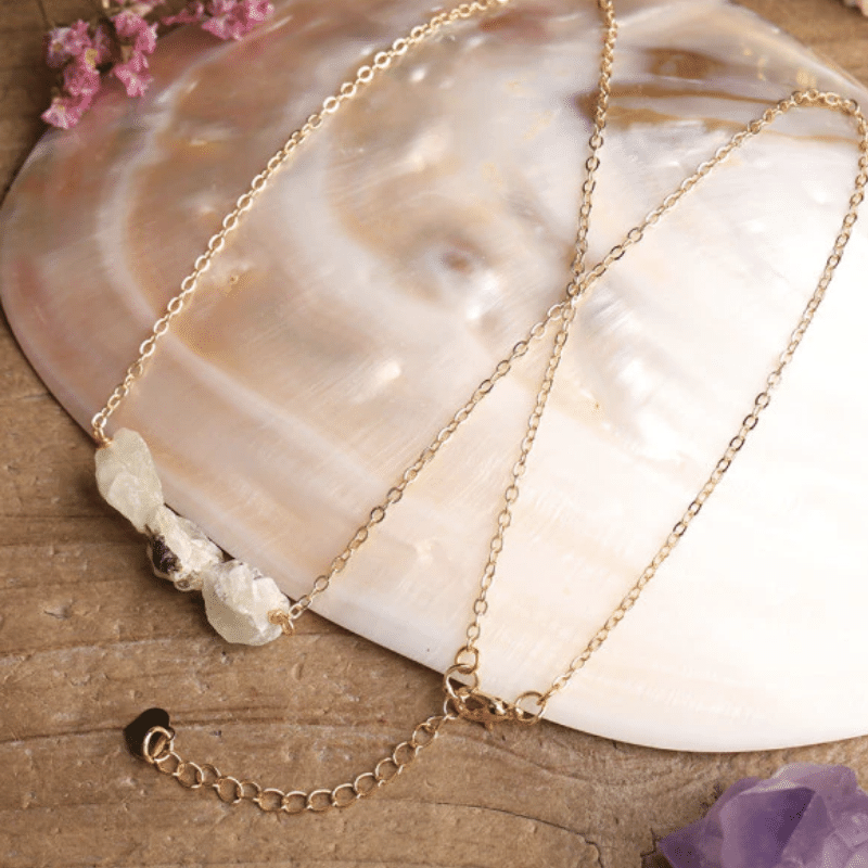 Collier Chips en Pierre Prehnite | Lithothérapie Stéphanie