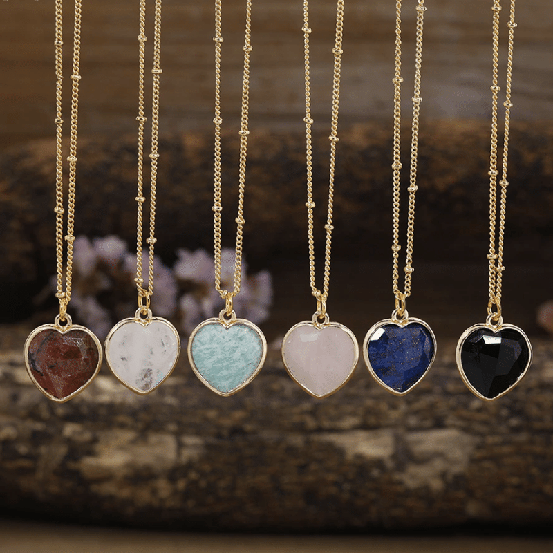 Collier Coeur en Pierre Naturelle | Lithothérapie Stéphanie